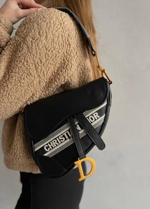 Женская сумка dior saddle black2 фото