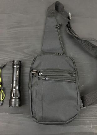 Набор 2 в 1! качественная тактическая сумка + профессиональный фонарь police bl-x71-p50