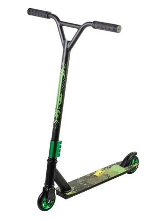 Самокат для трюків scooter, колеса 100 мм pu алюміній 6+ зелений1 фото
