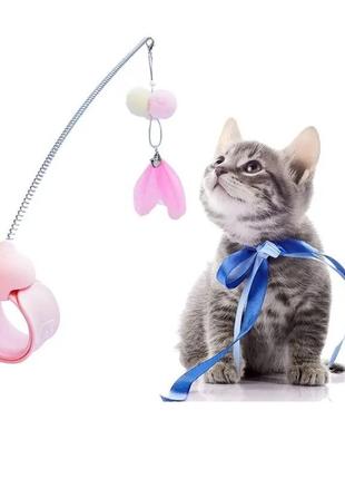 Іграшка для кішок на пружині рожева