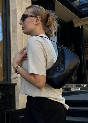 Сумка женская черная пинко pinko half moon bag simply black with leather buckle3 фото