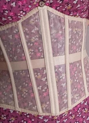 Корсет на 16ти косточках с прозрачными вставками люкс, корсет на одежду, красивый корсет (5119)