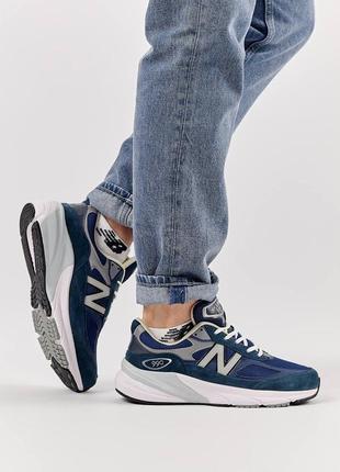 Мужские кроссовки в стиле new balance 990v626290-ленс / демисезонные / весенние, летние, осенние / обувь / замша, сетка / серые, черные, белые, синие4 фото