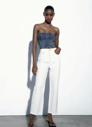Білі джинси zara прямі xs -s1 фото