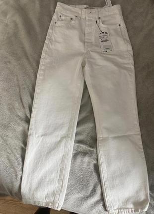 Білі джинси zara прямі xs -s3 фото