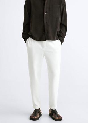 Базові білі брюки штани zara1 фото