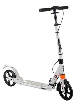 Самокат дитячий urban scooter колеса 200мм pu з дисковим гальмом білий 10+1 фото