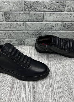 Кожаные зимние мужские ботинки черного цвета от производителя detta3 фото