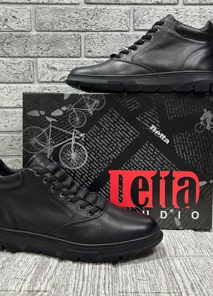 Кожаные зимние мужские ботинки черного цвета от производителя detta2 фото