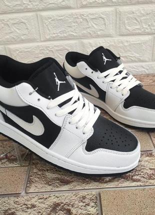 Кроссовки кожаные черно-белые