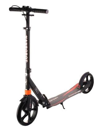 Самокат дитячий urban scooter колеса 230мм pu з ручним гальмом чорний 10+