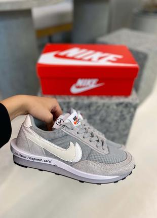 Кроссовки nike ld waffle sf sacai fragment grey5 фото