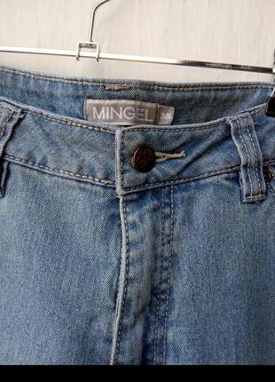 Стильные голубые джинсы с высокой посадкой заужены к низу mingel 🌊3 фото