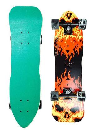 Дерев'яний скейтборд круїзер "вогненний череп" колеса pu