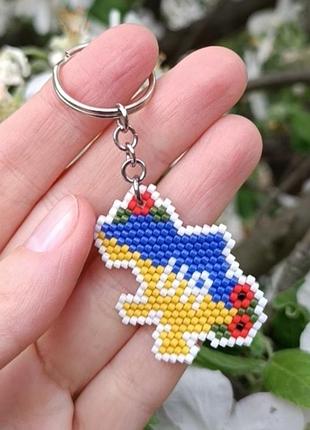 Патріотичний брелок з бісеру, патріотичні брелки, брелок україна