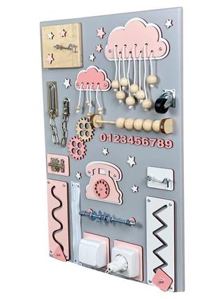 Развивающая игрушка бизиборд tg100003, 60х40 см, розовый1 фото