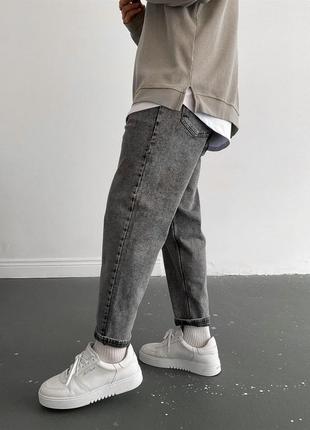 Мужские укороченные джинсы мом серые. мужские свободные джинсы4 фото