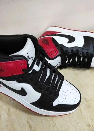 Хайтопы nike jordan white red black/ найк джордан бело/красно/черные 36-41р