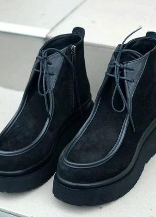Демисезонные замшевые черные ботинки от производителя allist shoes7 фото