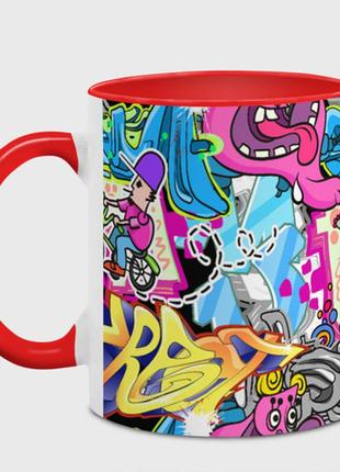 Чашка с принтом  «велосипедист и глаз граффити» (цвет чашки на выбор)2 фото