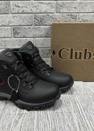 Зимові чорні чоловічі черевики з натуральної шкіри від виробника clubshoes