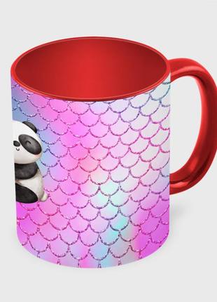 Чашка с принтом  «милая панда с сердечком» (цвет чашки на выбор)3 фото