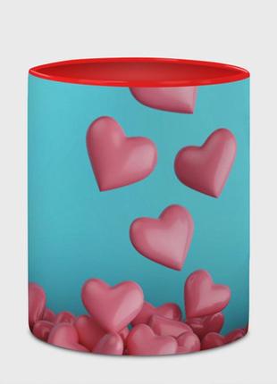 Чашка с принтом  «россыпь сердец на день святого валентина» (цвет чашки на выбор)4 фото