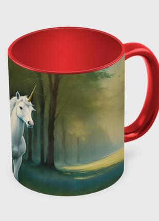 Чашка з принтом  «єдиноріг у літньому лісі» (колір чашки на вибір)3 фото