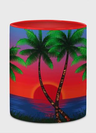 Чашка з принтом  «пальми та море» (колір чашки на вибір)4 фото
