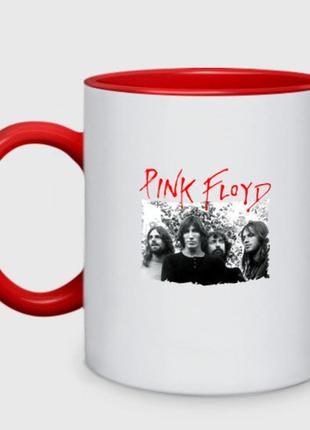 Чашка с принтом двухцветная «pink floyd» (цвет чашки на выбор)