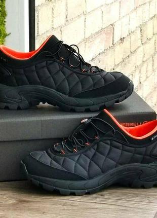 Чоловічі кросівки чорно-оранжевого кольору merrell ice cap moc (термо)