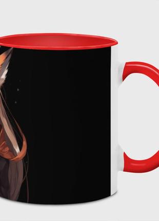 Чашка с принтом  «девушка лисица» (цвет чашки на выбор)