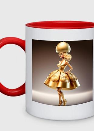 Чашка с принтом двухцветная «золотая куколка» (цвет чашки на выбор)