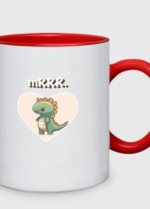Чашка с принтом двухцветная «мистер - милый дракон» (цвет чашки на выбор)2 фото