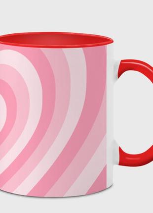 Чашка с принтом  «hearts pink» (цвет чашки на выбор)