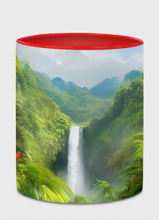 Чашка з принтом  «водоспад у джунглях» (колір чашки на вибір)4 фото