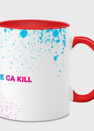 Чашка с принтом  «akame ga kill neon gradient style: надпись и символ» (цвет чашки на