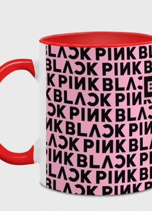 Чашка с принтом  «blackpink - pink text» (цвет чашки на выбор)2 фото