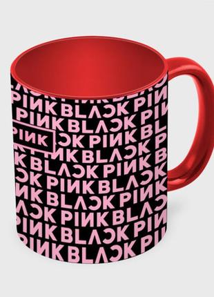 Чашка с принтом  «blackpink - pink text» (цвет чашки на выбор)3 фото