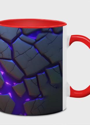 Чашка з принтом  лате «неонові тріщини — яскрава лава» (колір чашки на вибір)
