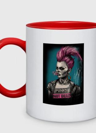 Чашка с принтом двухцветная «girl punk» (цвет чашки на выбор)