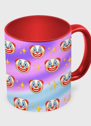 Чашка с принтом  «узор с клоунами» (цвет чашки на выбор)3 фото