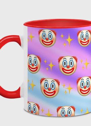 Чашка с принтом  «узор с клоунами» (цвет чашки на выбор)2 фото