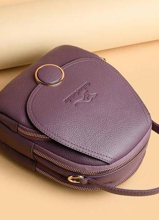 Жіночий мінішпакетка кенгуру 2 в 1, маленький рюкзачок сумочка фіолетовий3 фото