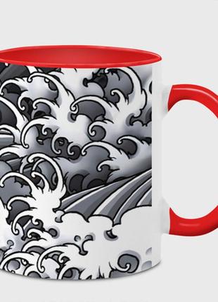 Чашка з принтом «іредзумі: чорно-білі хвилі» (колір чашки на вибір)