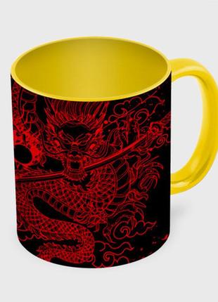 Чашка з принтом  «токійські мерехтіли: червоний дракон» (колір чашки на вибір)3 фото
