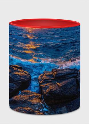 Чашка з принтом  «камні та хвилі» (колір чашки на вибір)4 фото