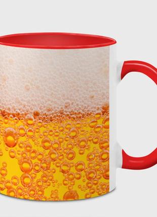 Чашка с принтом  «пиво с пеной» (цвет чашки на выбор)