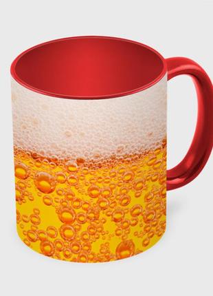 Чашка с принтом  «пиво с пеной» (цвет чашки на выбор)3 фото