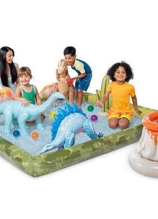 Intex игровой центр "парк динозавров", размер 201x201x36 см, от 2 лет, надувные бассейны для детей2 фото